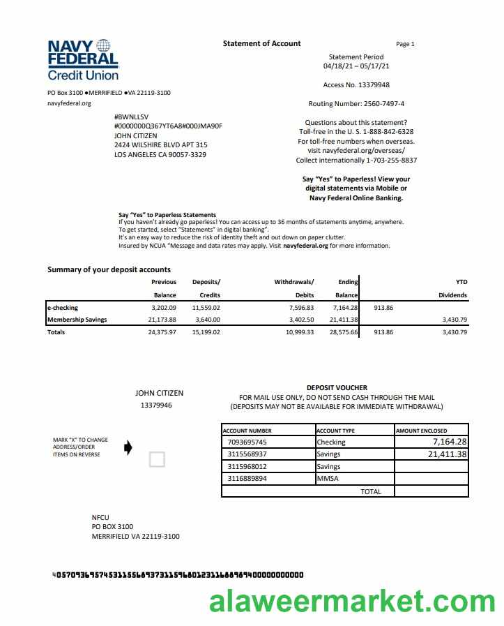 USA Navy Federal Credit Union excel pdf